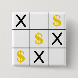 Dollar Tic Tac Toe 15 Cm Square Badge