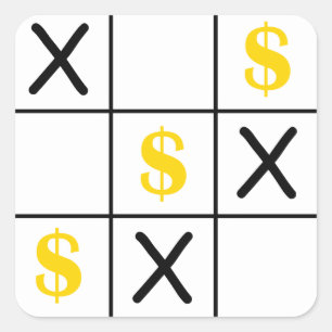 Dollar Tic Tac Toe Square Sticker