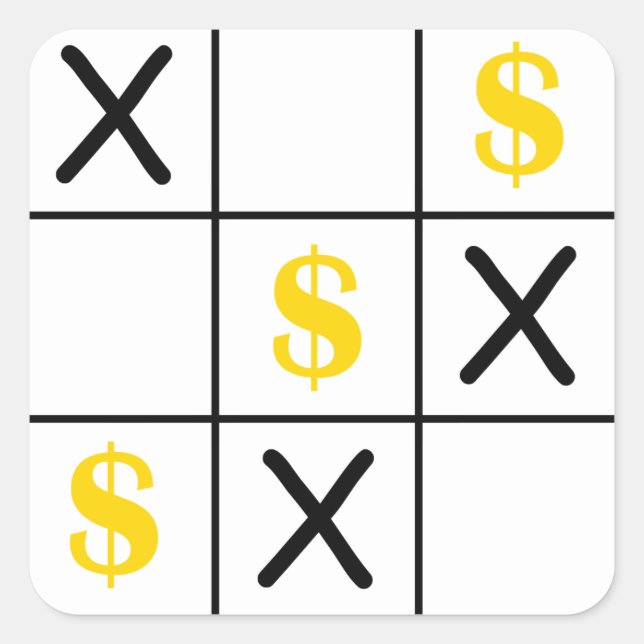 Dollar Tic Tac Toe Square Sticker (Front)