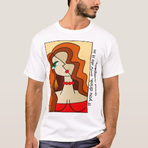 Dolled Up Redhead Women Beautiful Cubism T-Shirt