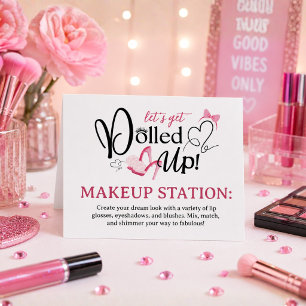 Dolled Up Spa Party Makeup Station Folded Card