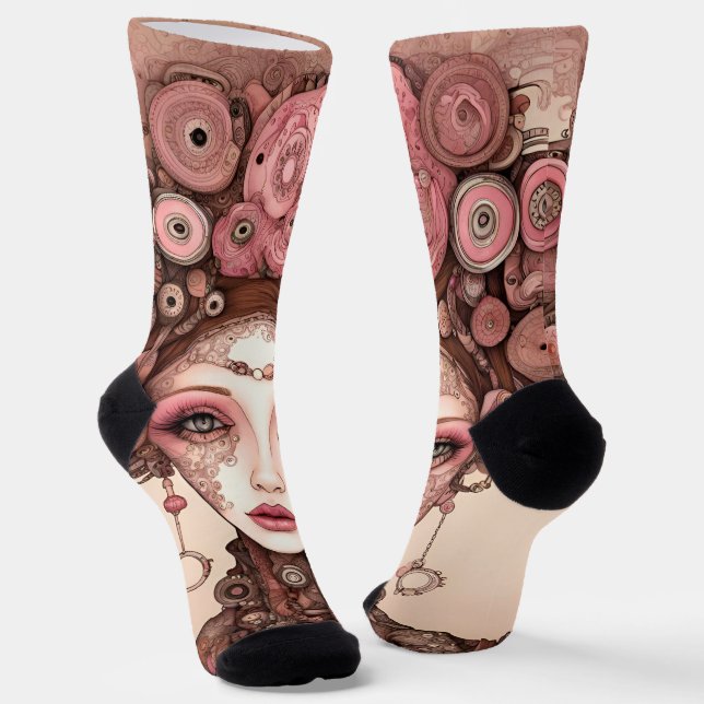 DOLLFACE STEAMPUNK Sustainable Premium Crew Sock (Angled)