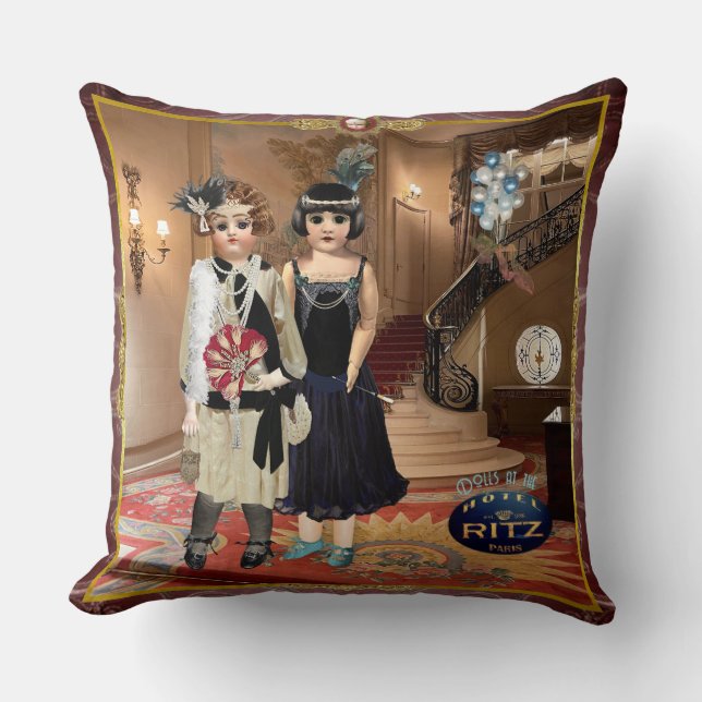 Dolls at the Ritz Throw Pillow (Front)