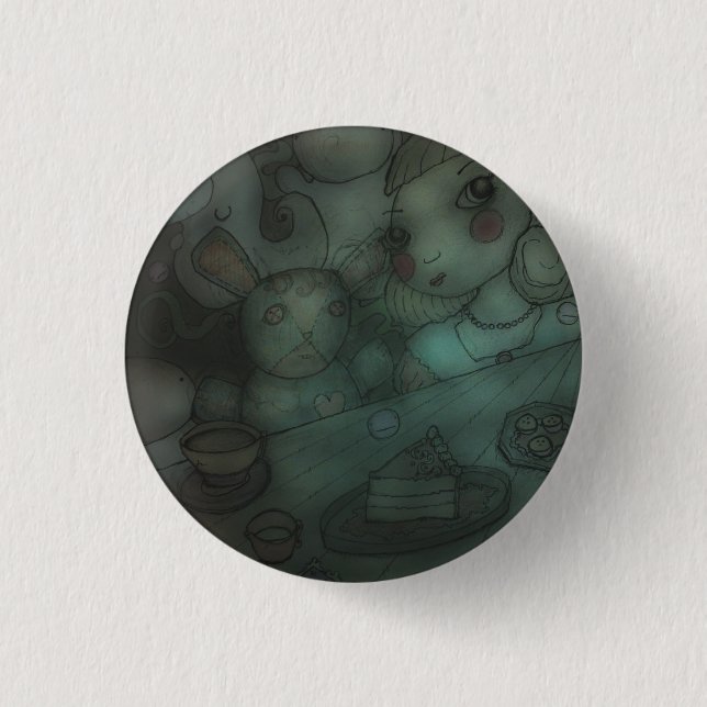 dolls come to life: doll tea party 3 cm round badge (Front)