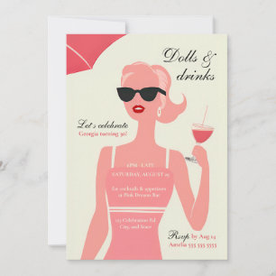 Dolls & Drinks 30th Birthday Cocktail Party Invitation