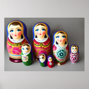 Dolls matrioshka green rose blue beautiful decor