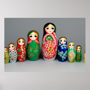 Dolls matrioshka green rose blue beautiful decor