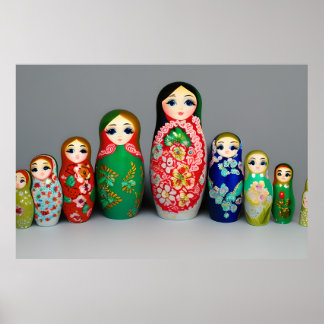 Dolls matrioshka green rose blue beautiful decor