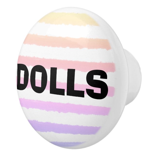 Dolls Pink Yellow Purple Watercolor Stripes Ceramic Knob (Right)