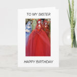 Dolls  TO MY SISTER HAPPY BIRTHDAY Card<br><div class="desc">Dolls in beautiful colored dresses in a shop in Athens Greece</div>