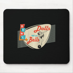 Dolls With Vintage Retro Matching Bowling Team Mouse Mat