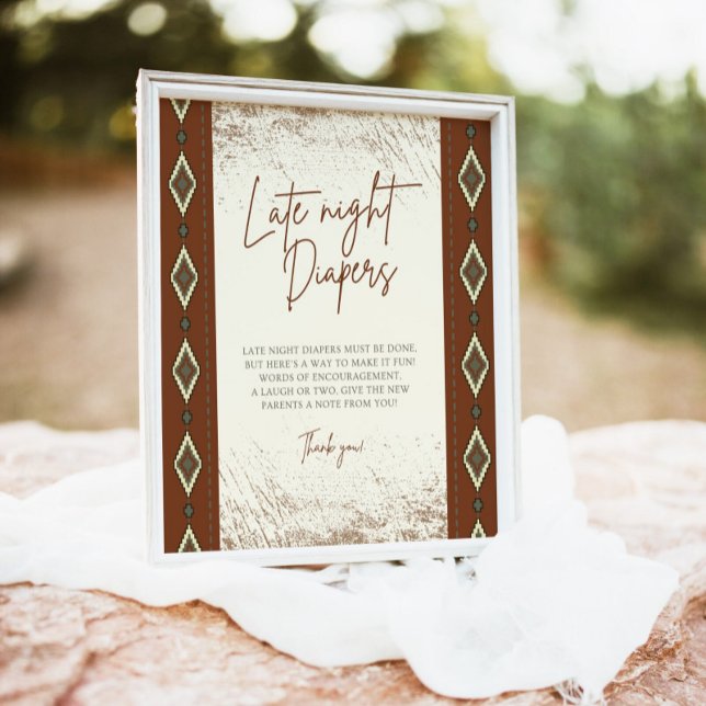 DOLLY Aztec Rustic Western Late Night Diapers Sign (Creator Uploaded)