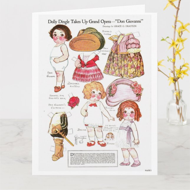 Dolly Dangle's Costumes Reproduction Paper Doll Card (Yellow Flower)