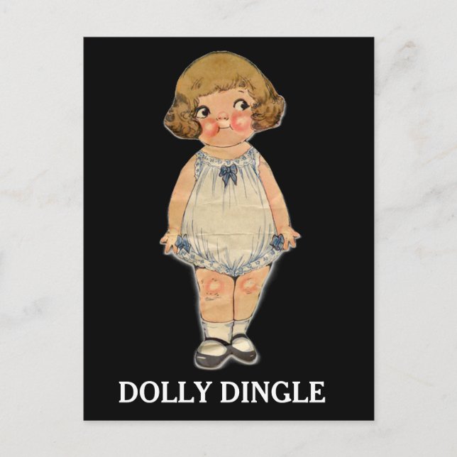 DOLLY DINGLE PAPER DOLL POSTCARD (Front)