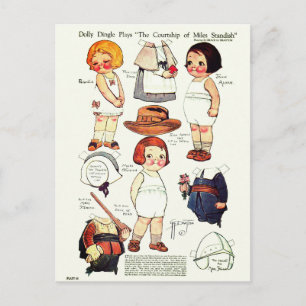Dolly Dingle Play Boy and Girls Paper Dolls Postcard