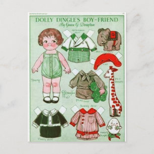 Dolly Dingle's Boy Friend Paper Doll Postcard