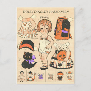 Dolly Dingle's Halloween Paper Dolls 🎎  Holiday Postcard