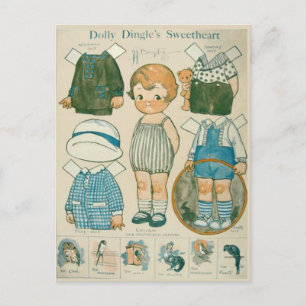 Dolly Dingle's Sweetheart Paper Doll Postcard
