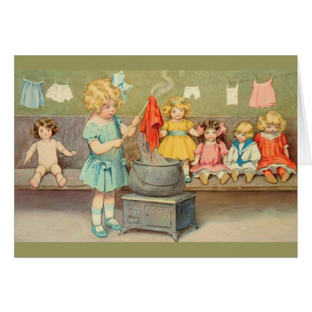 Dolly Laundry Girl Vintage Playing Dolls Cute (Front Horizontal)