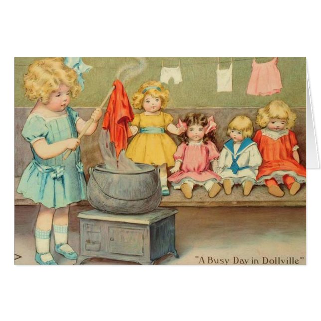 Dolly Laundry Girl Vintage Playing Dolls Cute (Front Horizontal)