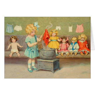 Dolly Laundry Girl Vintage Playing Dolls Cute