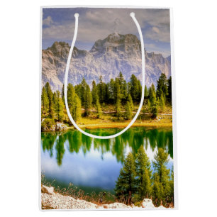 Dolomite Mountains and Lake Stunning Landscape Medium Gift Bag