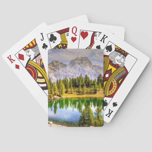Dolomite Mountains and Lake Stunning Landscape Playing Cards (Back)