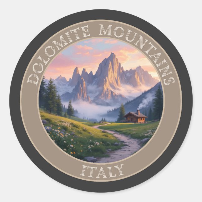 Dolomite Mountains Italy Classic Round Sticker (Front)