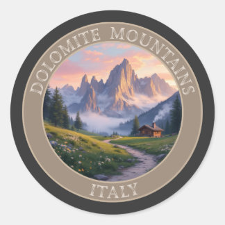 Dolomite Mountains Italy Classic Round Sticker