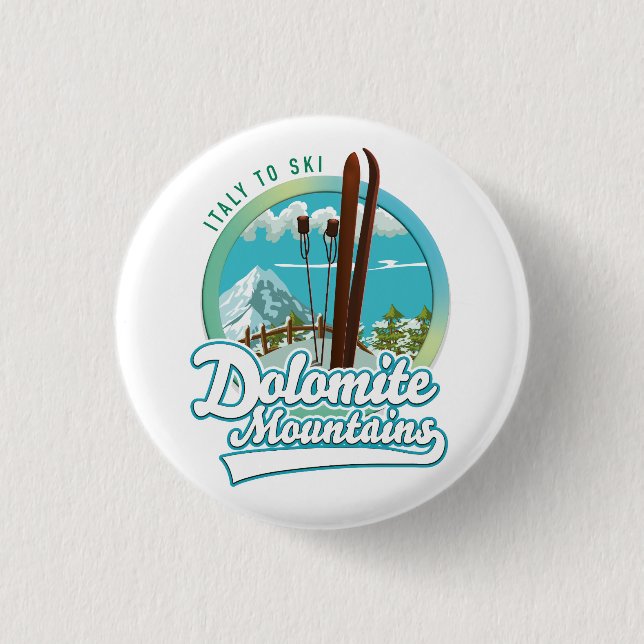 Dolomite mountains Italy ski logo  3 Cm Round Badge (Front)
