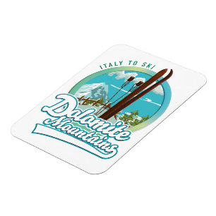 Dolomite mountains Italy ski logo Magnet