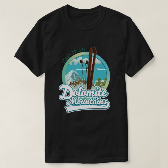Dolomite mountains Italy ski logo  T-Shirt (Design Front)