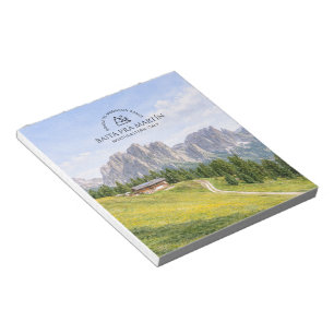 Dolomites Alpine Cabin Watercolor Nature Landscape Notepad