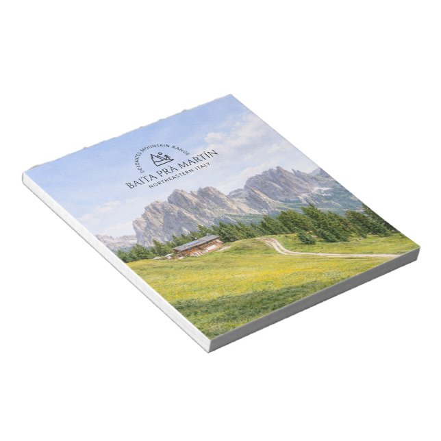 Dolomites Alpine Cabin Watercolor Nature Landscape Notepad (Angled)