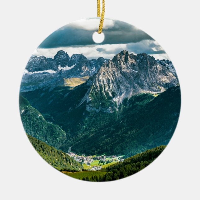 Dolomites alps,Italy Ceramic Tree Decoration (Front)