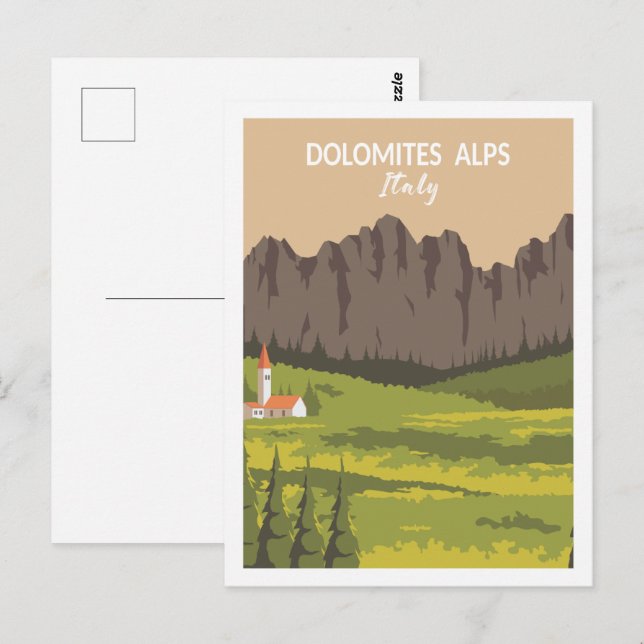 Dolomites Alps Italy Travel Place Illustration Postcard (Front/Back)