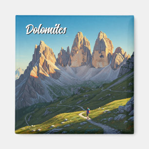 Dolomites Italy  Hiker Travel Magnet