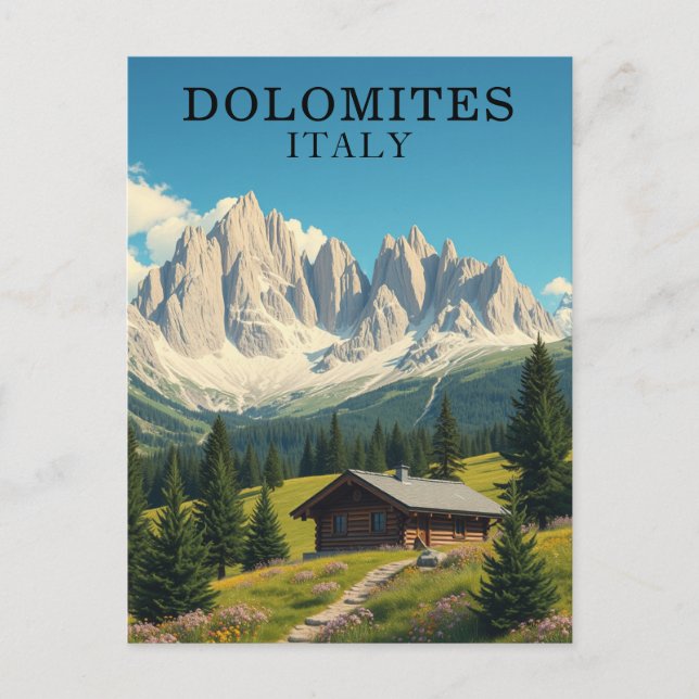 Dolomites Italy Illustration Travel Postcard (Front)