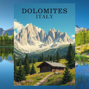 Dolomites Italy Illustration Travel Postcard