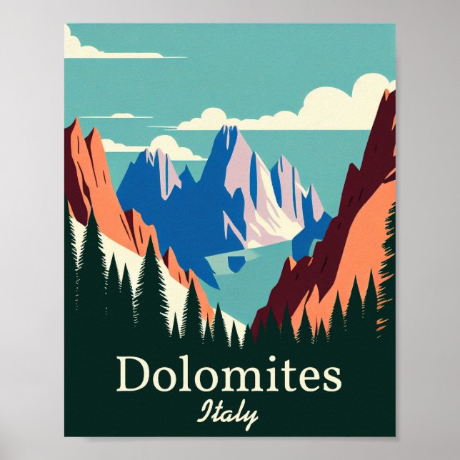 Dolomites Italy Minimalist Vintage Art Poster (Front)