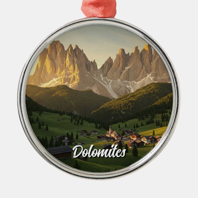 Dolomites Italy Travel Metal Tree Decoration (Front)