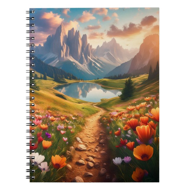 Dolomites Italy Vintage-Style Travel Poster Notebook (Front)