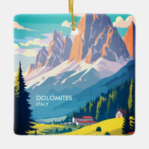 Dolomites Italy Vintage Travel Ceramic Ornament