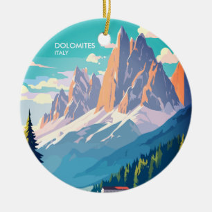 Dolomites Italy Vintage Travel Ceramic Tree Decoration