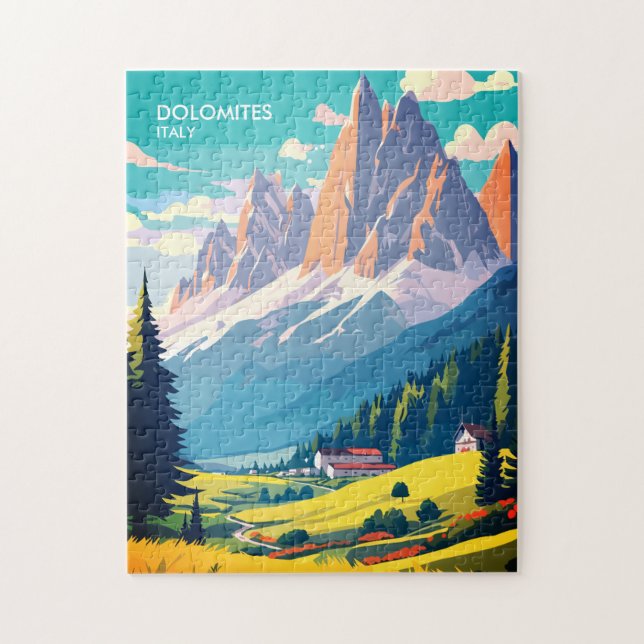 Dolomites Italy Vintage Travel Jigsaw Puzzle (Vertical)