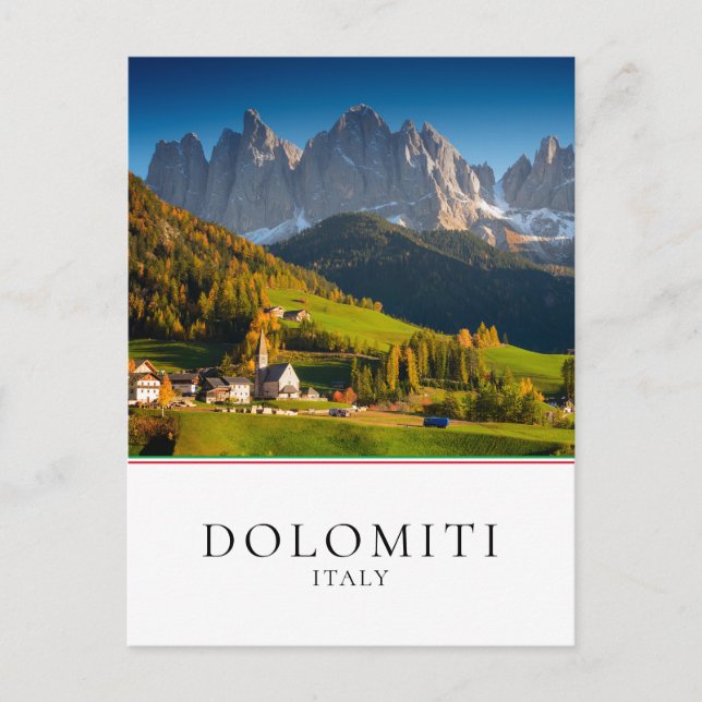 Dolomites mountain village in fall postcard (Front)
