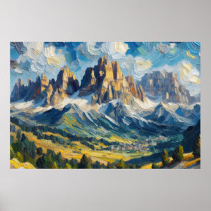 Dolomites Oil Painting Poster