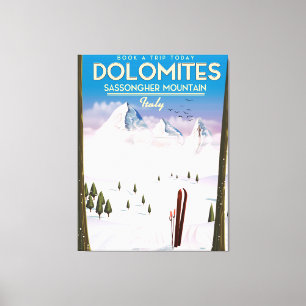 Dolomites  Sassongher Mountain Italy travel poster Canvas Print