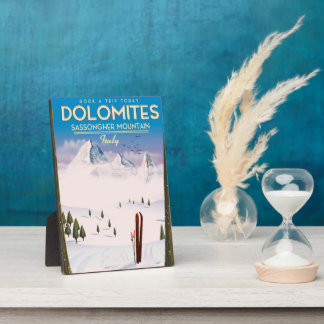 Dolomites  Sassongher Mountain Italy travel poster Plaque