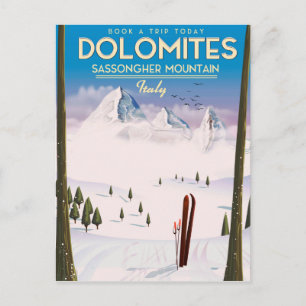 Dolomites  Sassongher Mountain Italy travel poster Postcard